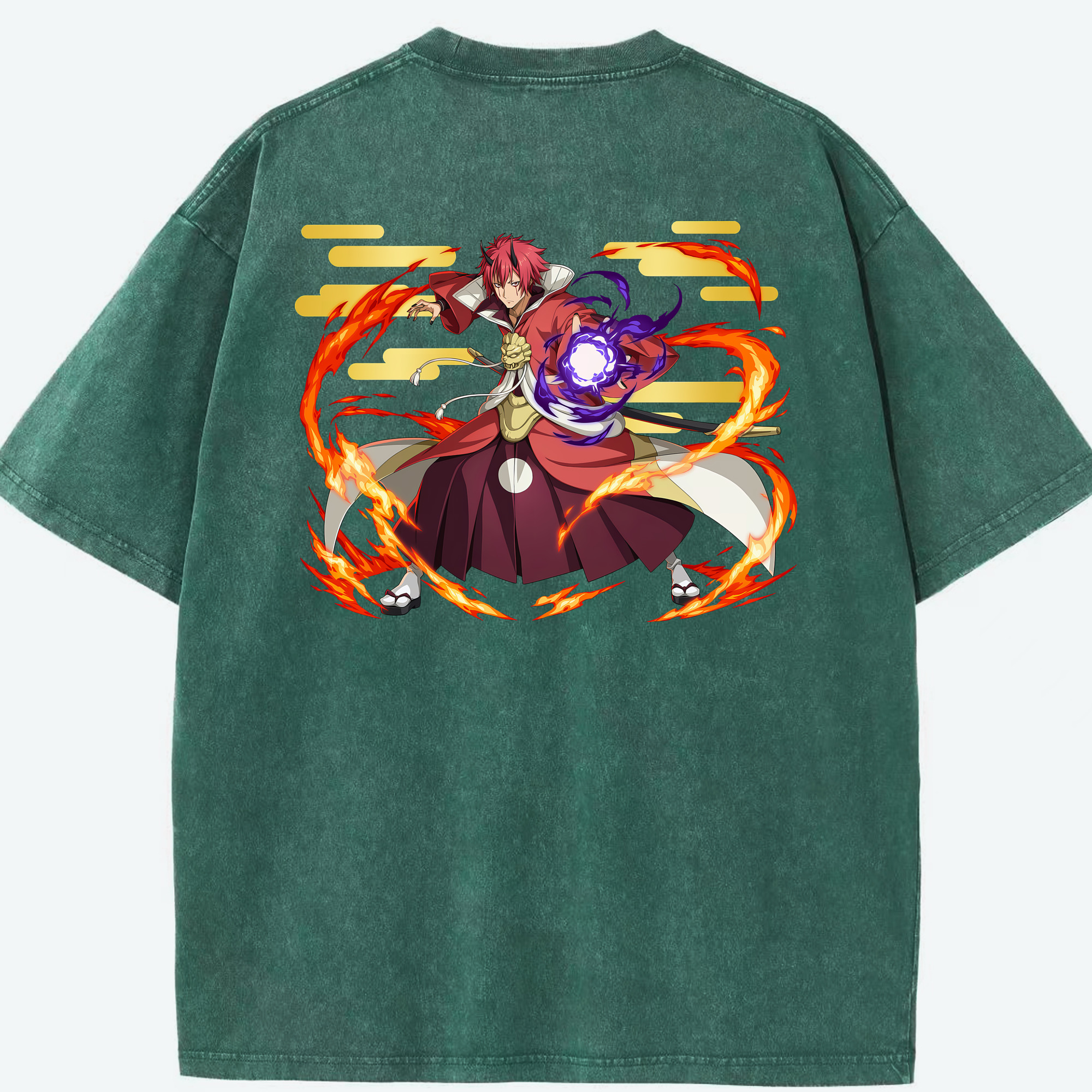 （画像用） 転スラ Regarding Reincarnated to Slime 綿100% ヴィンテージ風 半袖Tシャツ（背面プリント）